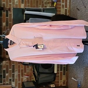 SZ Xxl Crown and Ivy motion flex classic fit pink striped oxford shirt